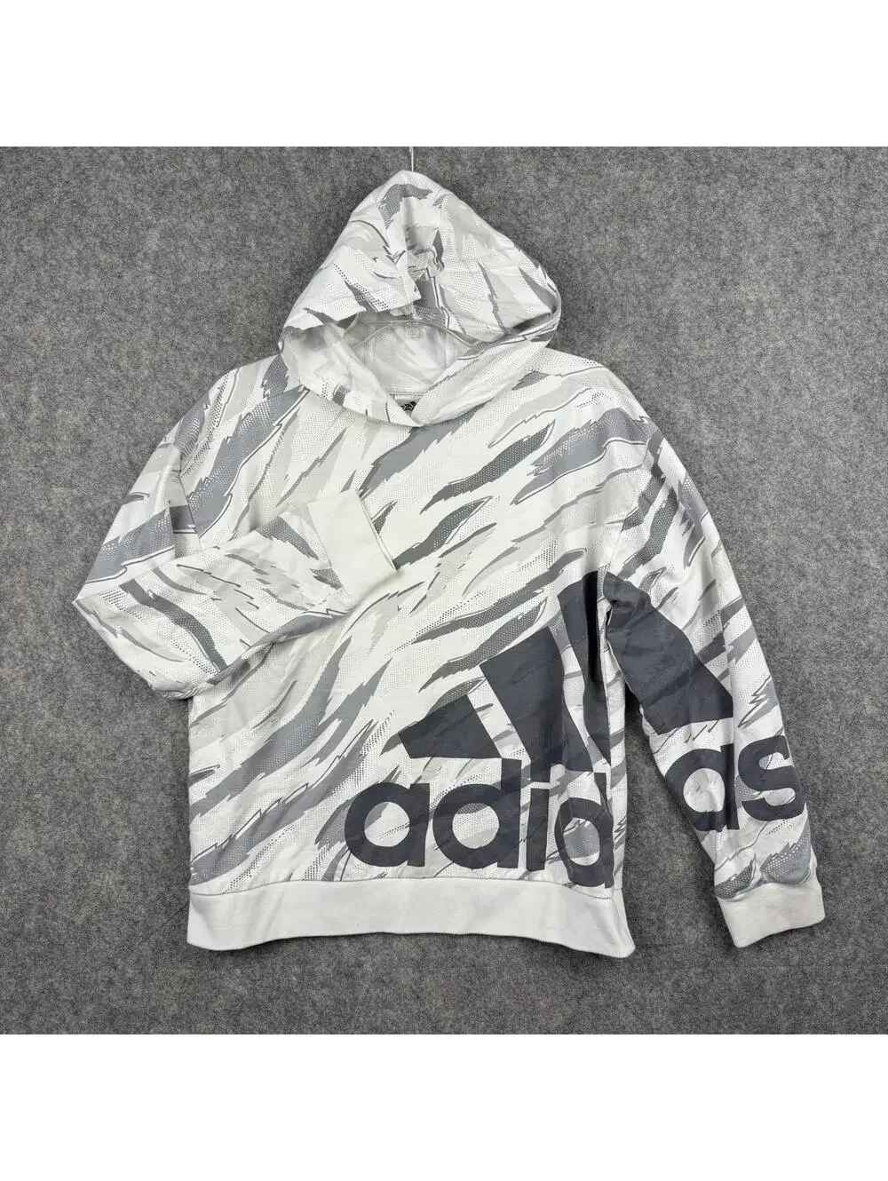 Adidas Youth Lightweight Hoodie White Gray Jungle Camo Size XL 16-18 EUC 010